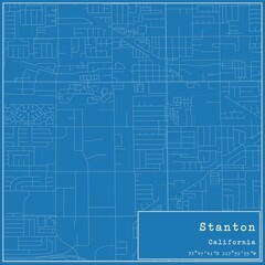 Blueprint US city map of Stanton, California.