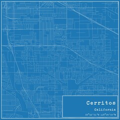 Blueprint US city map of Cerritos, California. - obrazy, fototapety, plakaty