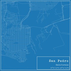 Blueprint US city map of San Pedro, California. - obrazy, fototapety, plakaty
