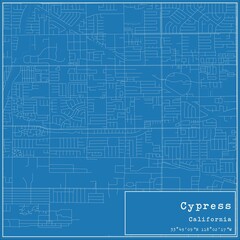 Blueprint US city map of Cypress, California. - obrazy, fototapety, plakaty