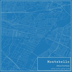 Blueprint US city map of Montebello, California.