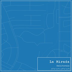 Blueprint US city map of La Mirada, California.