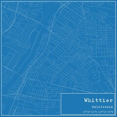 Blueprint US city map of Whittier, California. - obrazy, fototapety, plakaty