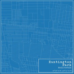 Blueprint US city map of Huntington Park, California.