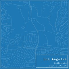 Blueprint US city map of Los Angeles, California.