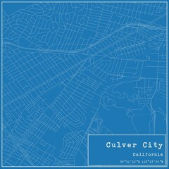 Blueprint US city map of Culver City, California.