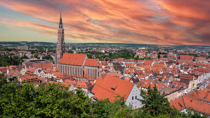 Skyline of Landshut in Bavaria