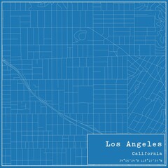 Blueprint US city map of Los Angeles, California.