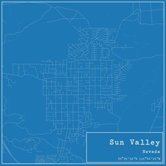 Fototapeta premium Blueprint US city map of Sun Valley, Nevada.