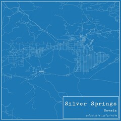 Blueprint US city map of Silver Springs, Nevada.