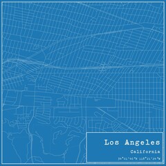 Blueprint US city map of Los Angeles, California. - obrazy, fototapety, plakaty
