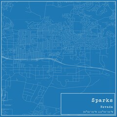 Blueprint US city map of Sparks, Nevada.