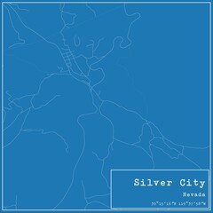 Blueprint US city map of Silver City, Nevada.