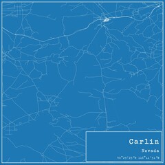 Blueprint US city map of Carlin, Nevada.