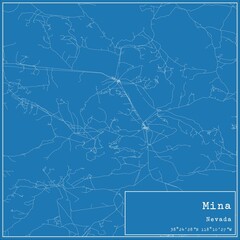 Blueprint US city map of Mina, Nevada.