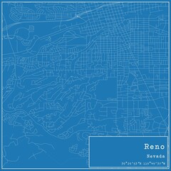Blueprint US city map of Reno, Nevada.