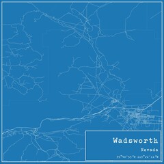 Blueprint US city map of Wadsworth, Nevada.