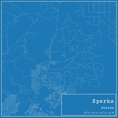 Blueprint US city map of Sparks, Nevada.