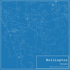 Blueprint US city map of Wellington, Nevada.
