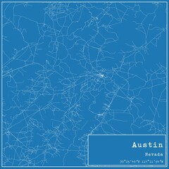 Blueprint US city map of Austin, Nevada.