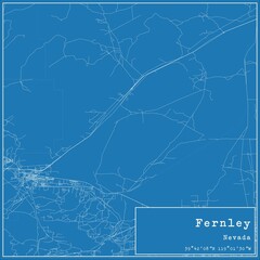 Blueprint US city map of Fernley, Nevada.