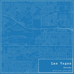 Blueprint US city map of Las Vegas, Nevada.