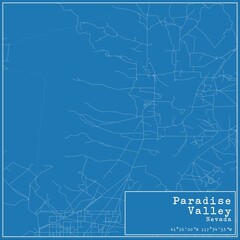 Blueprint US city map of Paradise Valley, Nevada.
