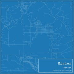 Blueprint US city map of Minden, Nevada.