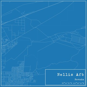 Blueprint US city map of Nellis Afb, Nevada.