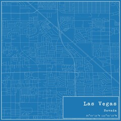 Blueprint US city map of Las Vegas, Nevada.