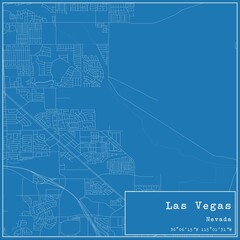 Blueprint US city map of Las Vegas, Nevada.