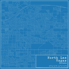 Blueprint US city map of North Las Vegas, Nevada.