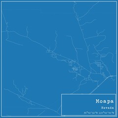 Blueprint US city map of Moapa, Nevada.
