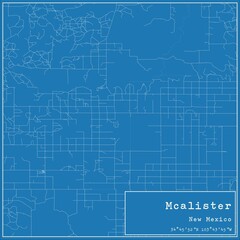 Blueprint US city map of Mcalister, New Mexico.