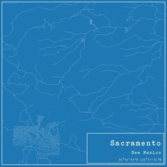 Blueprint US city map of Sacramento, New Mexico.