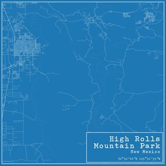 Blueprint US city map of High Rolls Mountain Park, New Mexico.