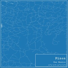 Blueprint US city map of Pinon, New Mexico.