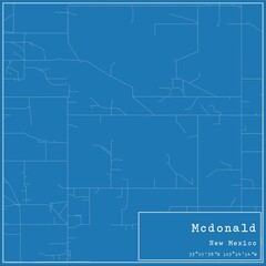 Blueprint US city map of Mcdonald, New Mexico.