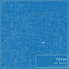 Fototapeta premium Blueprint US city map of Tatum, New Mexico.
