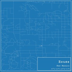 Blueprint US city map of House, New Mexico.