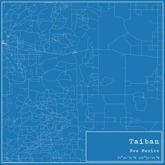Blueprint US city map of Taiban, New Mexico.
