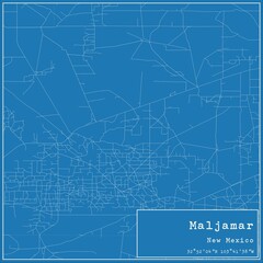 Blueprint US city map of Maljamar, New Mexico.