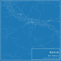 Blueprint US city map of Hatch, New Mexico.