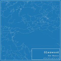 Blueprint US city map of Glenwood, New Mexico.