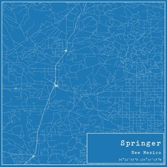 Blueprint US city map of Springer, New Mexico.