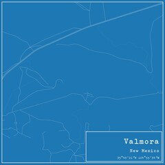 Blueprint US city map of Valmora, New Mexico.