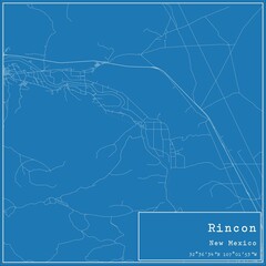 Blueprint US city map of Rincon, New Mexico.