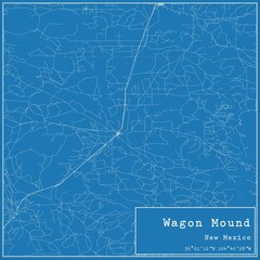 Blueprint US city map of Wagon Mound, New Mexico.