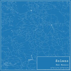 Blueprint US city map of Solano, New Mexico.