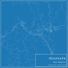 Blueprint US city map of Glorieta, New Mexico.